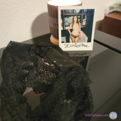 Scarlett Mae’s Sexy Black Lace Full Butt Panties! Includes One Signed Polaroid Of Her Wearing Them!